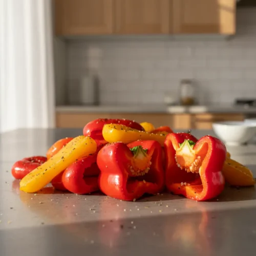 Beautiful plated Air Fryer Roasted Bell Peppers