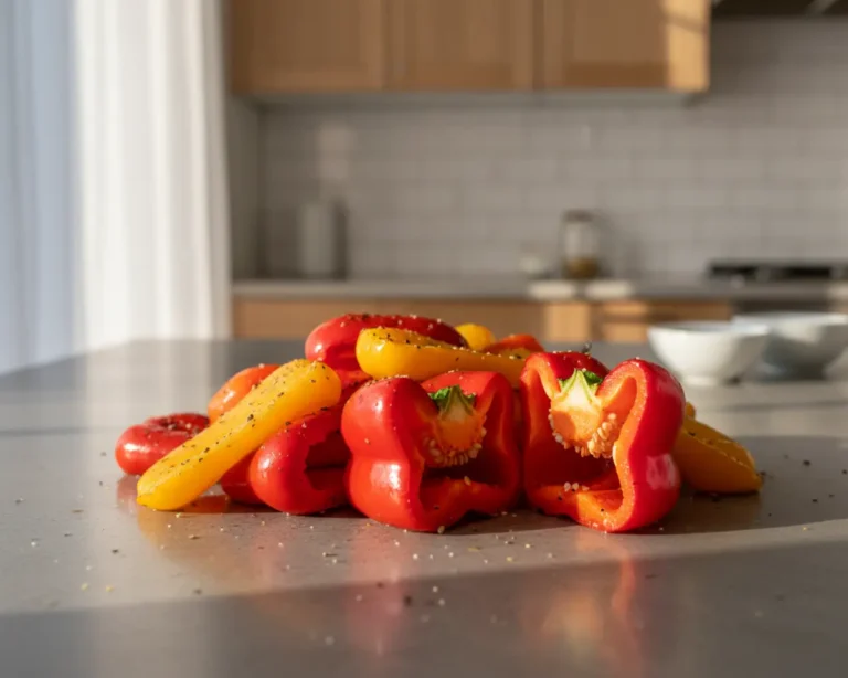 Beautiful plated Air Fryer Roasted Bell Peppers