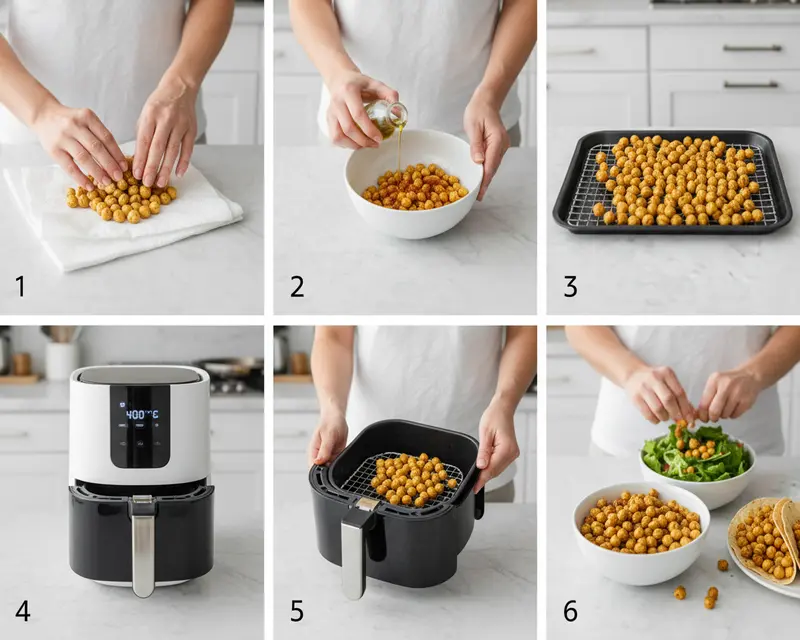 Air Fryer Roasted Chickpeas Snack Mix 3 cooking process