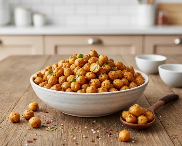 Beautiful plated Air Fryer Roasted Chickpeas Snack Mix