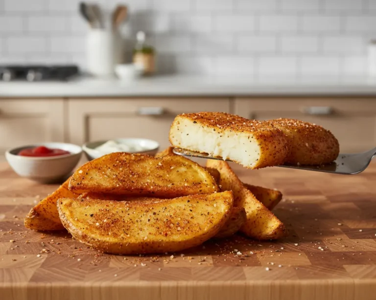 Beautiful plated Air Fryer Seasoned Potato Wedges