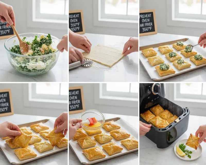 Air Fryer Spinach Artichoke Dip Bites Recipe 3 cooking process