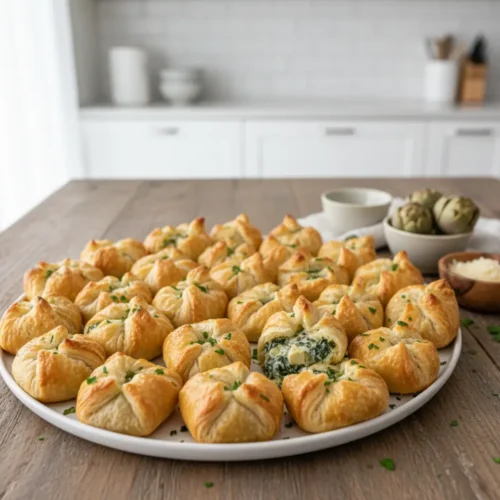 Beautiful plated Air Fryer Spinach Artichoke Dip Bites