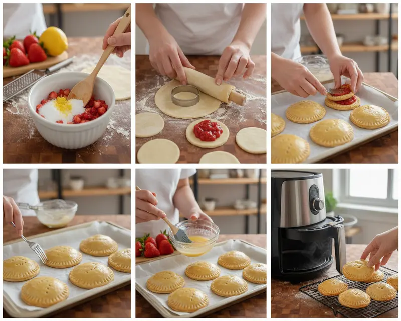 Air Fryer Strawberry Hand Pies Recipe 3 cooking process