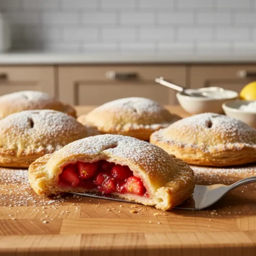 Beautiful plated Air Fryer Strawberry Hand Pies