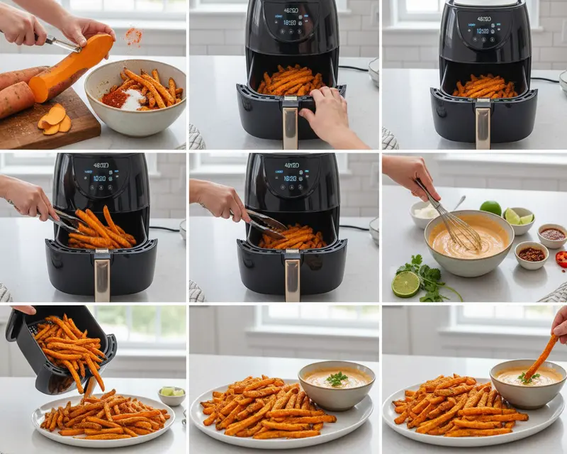 Air Fryer Sweet Potato Fries 3 cooking process