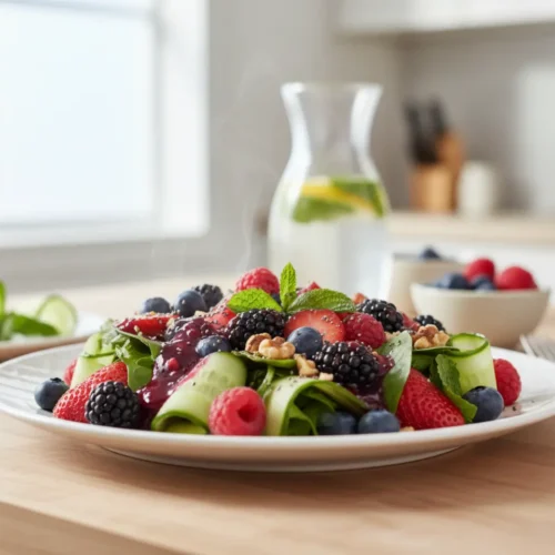 Beautiful plated Anti-Inflammatory Summer Berry Cooling Salad