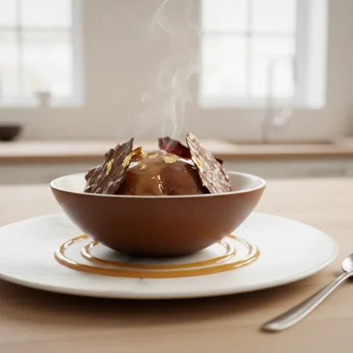 Beautiful plated Aquafaba Chocolate Mousse: Liquid Gold