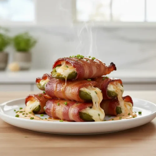 Beautiful plated Bacon Wrapped Jalapeno Poppers