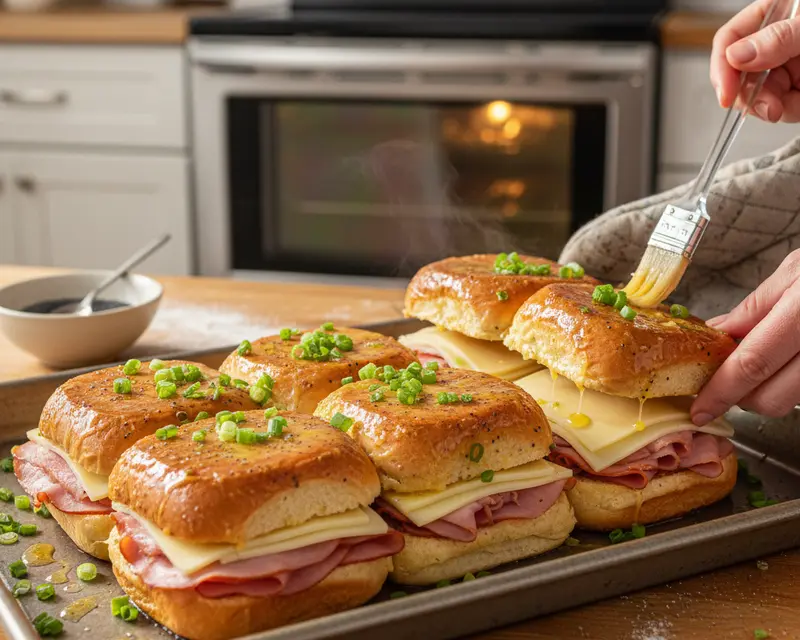 Baked Ham and Swiss Sliders Brunch Tray 4 cooking process