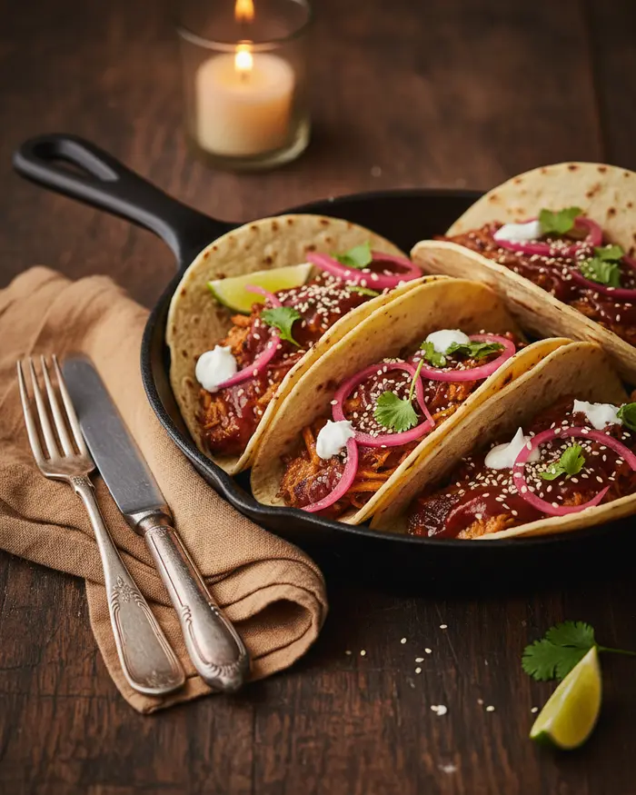 Banana Peel Pulled BBQ Tacos Recipe - Vegan & Easy 4 final plated dish