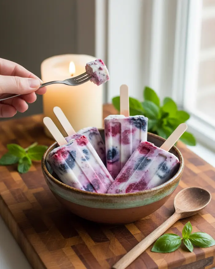 Easy Berry Yogurt Popsicles Recipe 4 final plated dish