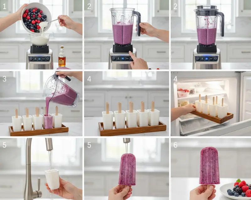 Easy Berry Yogurt Popsicles Recipe 3 cooking process