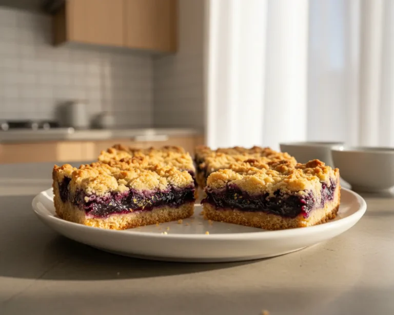 Beautiful plated Blueberry Crumble Bars