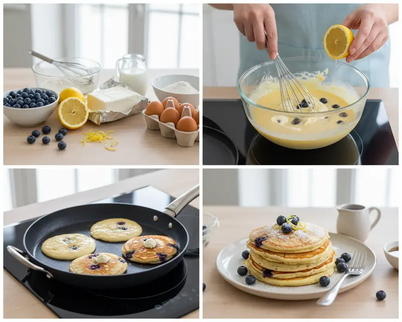 Blueberry Lemon Cream Cheese Pancakes 3 cooking process