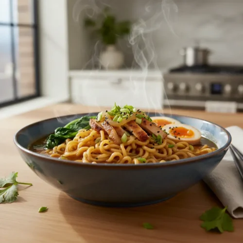 Beautiful plated Bone Broth Gut Lining Repair Therapeutic Ramen