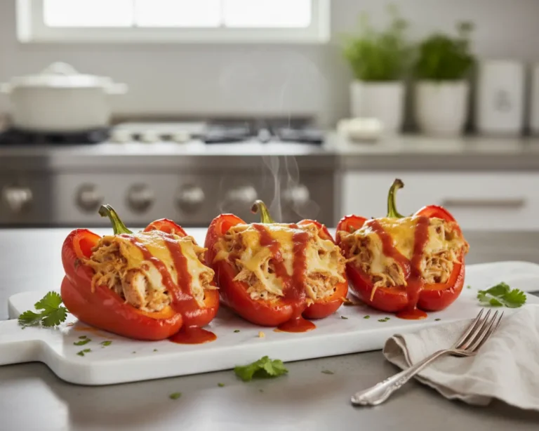 Beautiful plated Buffalo Chicken Stuffed Peppers