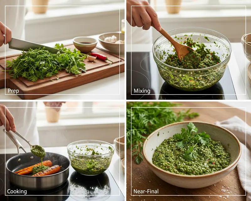 Carrot Top Chimichurri Sauce Recipe - Zero Waste 3 cooking process