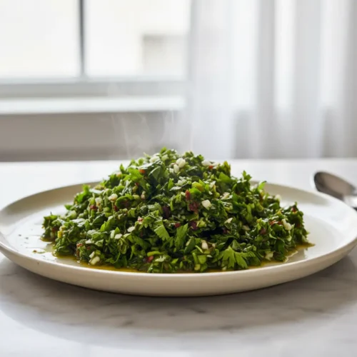 Beautiful plated Carrot Top Chimichurri Sauce
