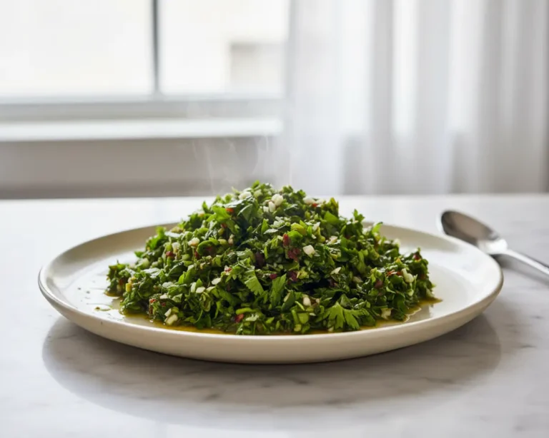 Beautiful plated Carrot Top Chimichurri Sauce