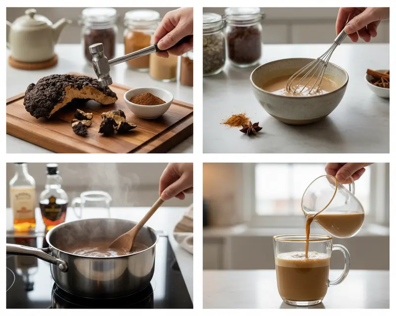 Chaga Mushroom Ultimate Antioxidant Latte Recipe 3 cooking process