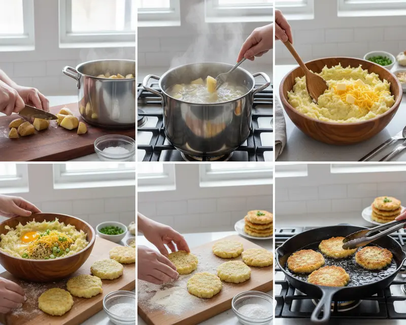 Crispy Cheesy Mashed Potato Cakes 3 cooking process