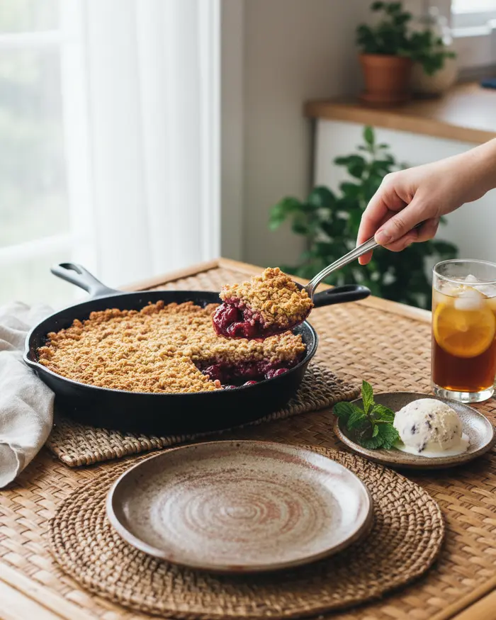 Easy Cherry Crisp Recipe with Oat Topping 4 final plated dish