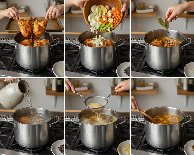 Chicken Carcass Ramen Broth 3 cooking process