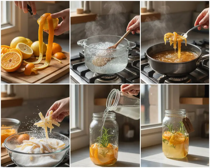 Citrus Peel Candied Treats and Natural Cleaner 3 cooking process