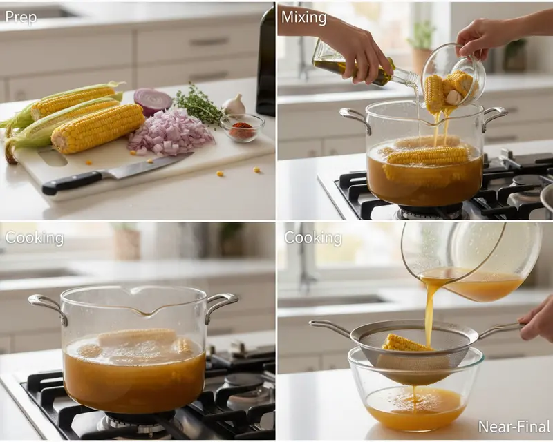 Corn Cob Smoky Summer Broth 3 cooking process