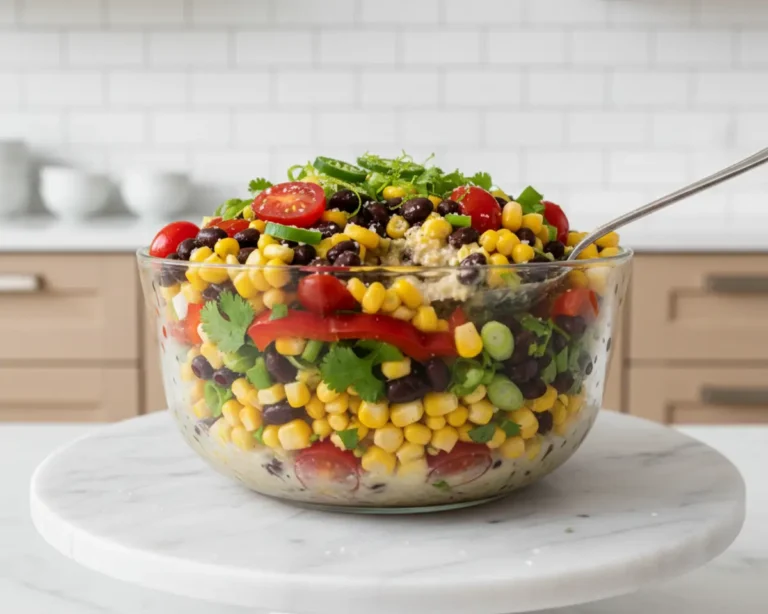 Beautiful plated Corn, Tomato, and Black Bean Bowls