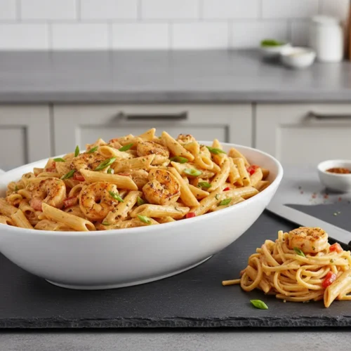 Beautiful plated Creamy Cajun Chicken Pasta