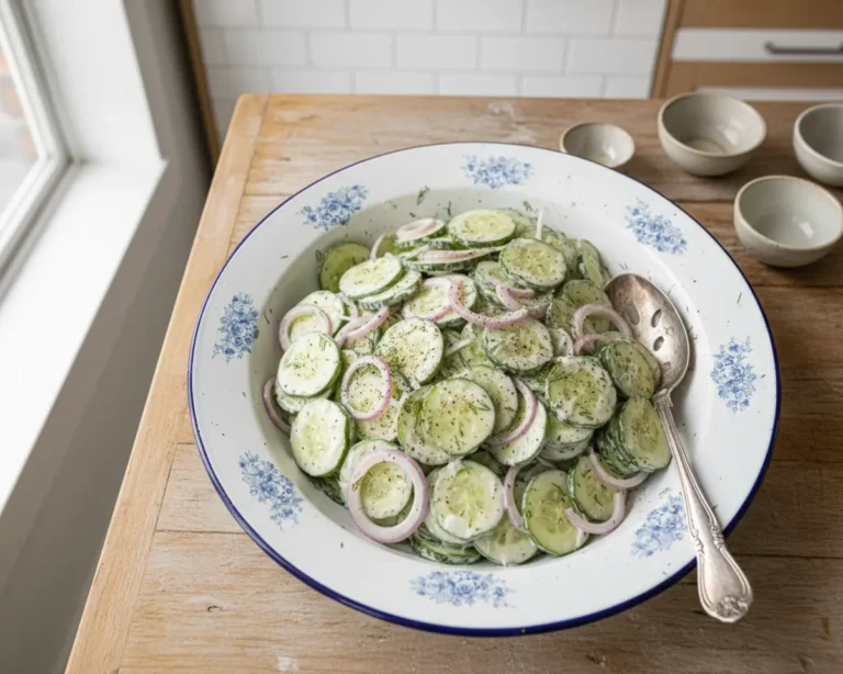 Beautiful plated Creamy Cucumber Salad