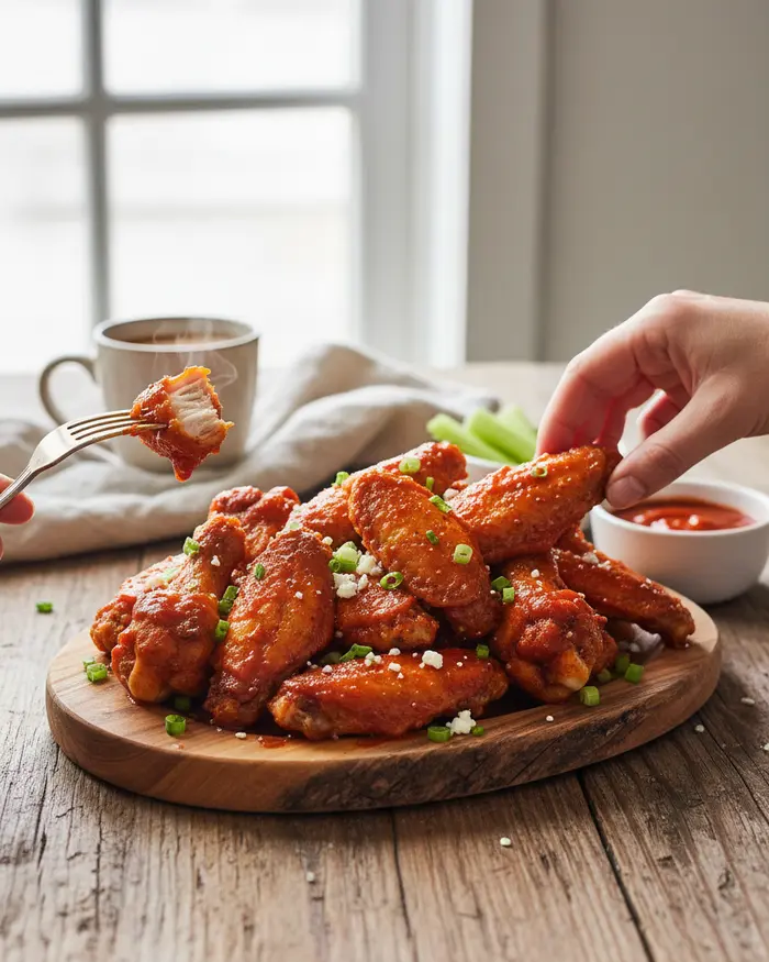 Crispy Air Fryer Buffalo Chicken Wings 4 final plated dish