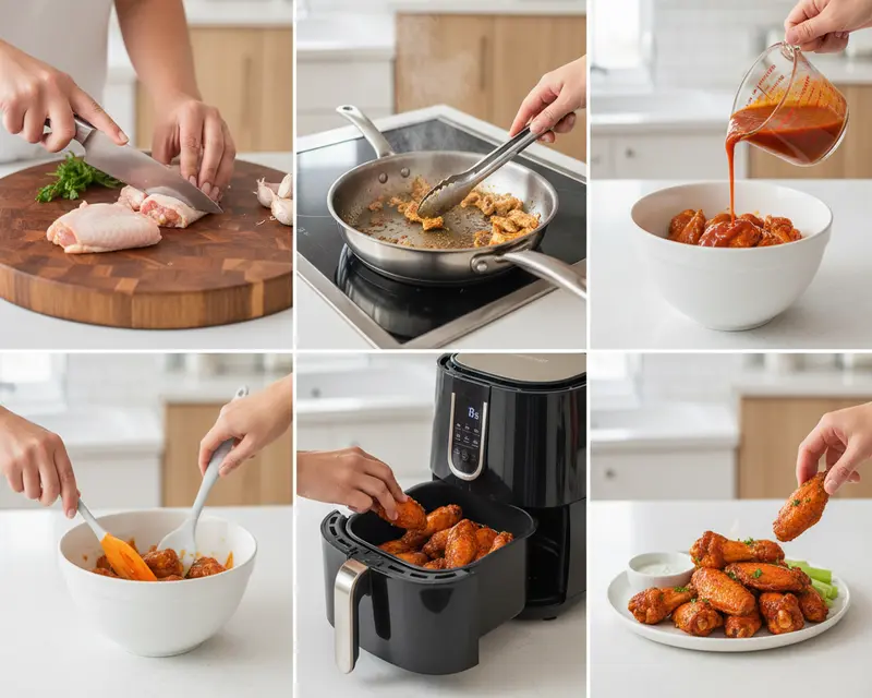Crispy Air Fryer Buffalo Chicken Wings 3 cooking process