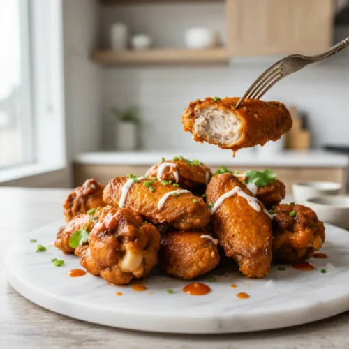 Beautiful plated Crispy Air Fryer Buffalo Chicken Wings