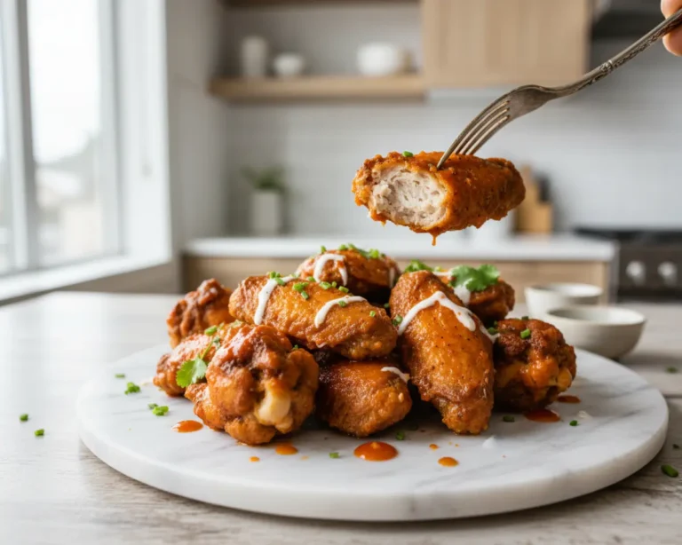 Beautiful plated Crispy Air Fryer Buffalo Chicken Wings