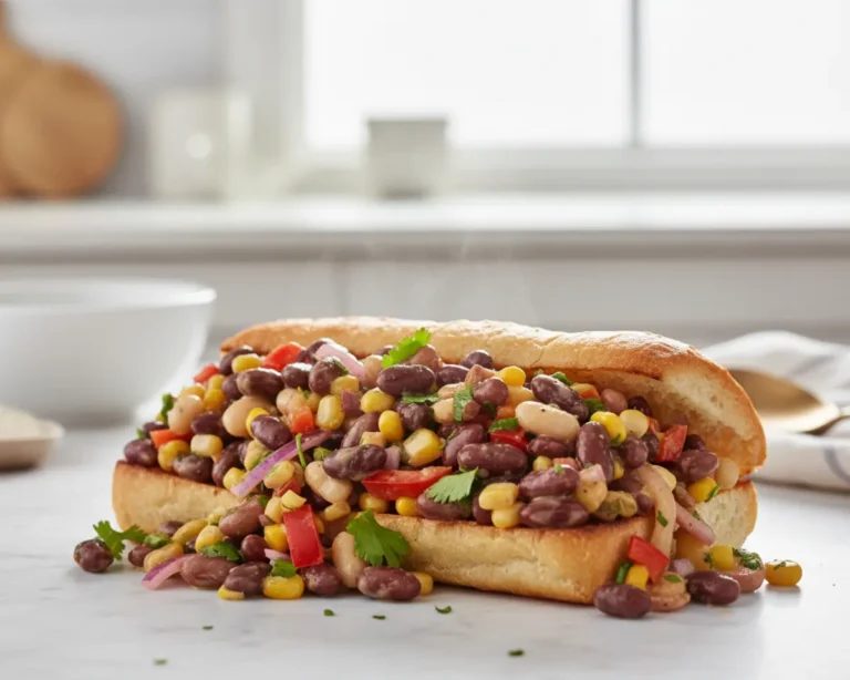 Beautiful plated dense bean salad grinder recipe​