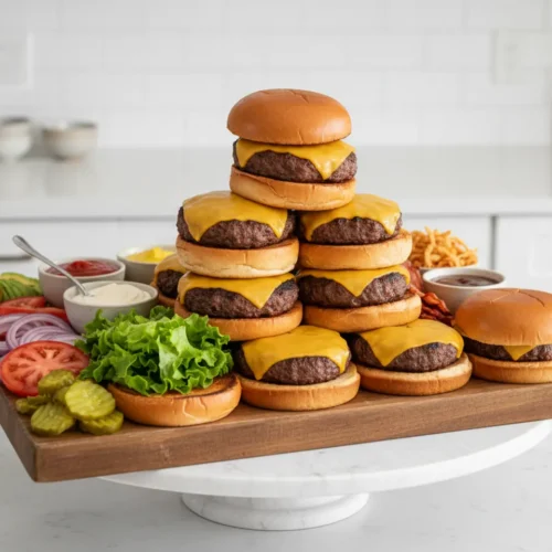 Beautiful plated Father's Day BBQ Burger Board
