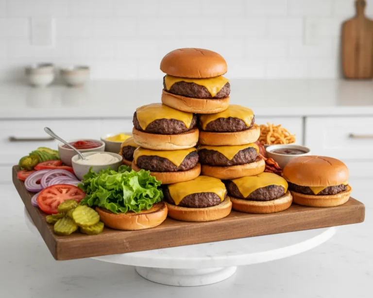 Beautiful plated Father's Day BBQ Burger Board