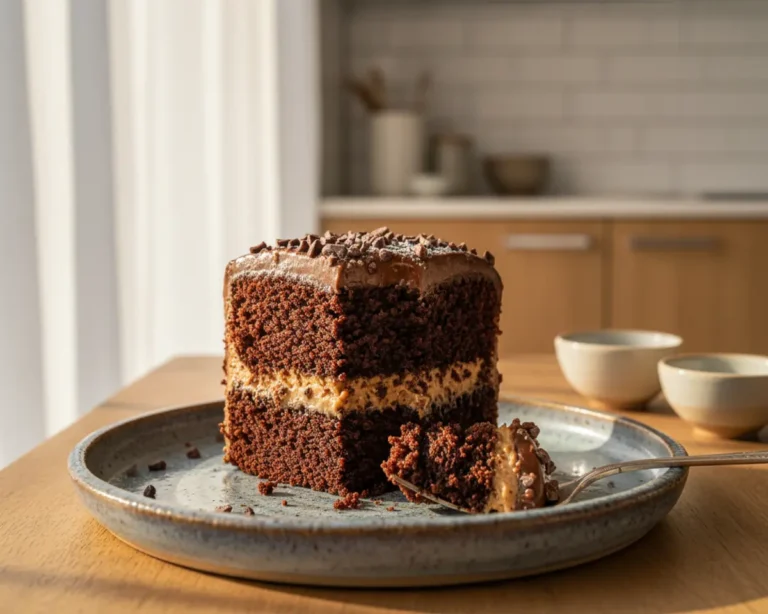 Beautiful plated Father's Day Chocolate Stout Cake