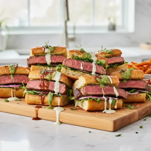 Beautiful plated Father's Day Steak Sandwich Board