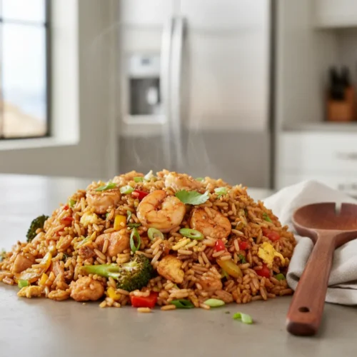 Beautiful plated Freezer Cleanout Fried Rice Formula