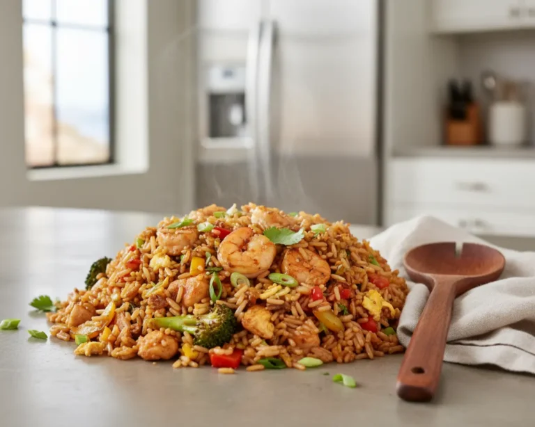 Beautiful plated Freezer Cleanout Fried Rice Formula