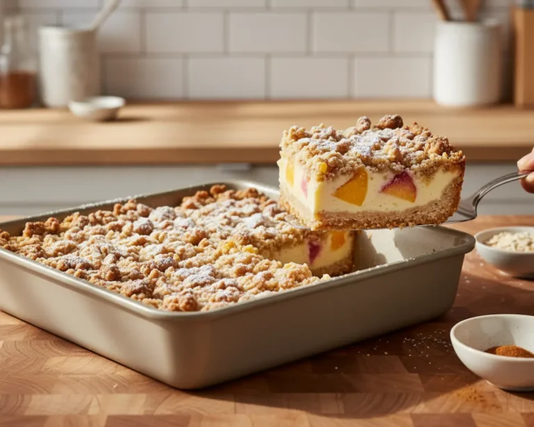 Beautiful plated Frozen Peach Lemonade Pie Bars