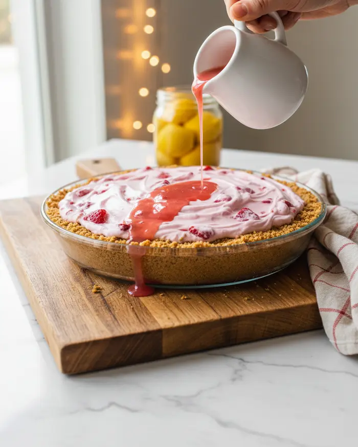 Easy Frozen Strawberry Lemonade Pie Recipe 4 final plated dish