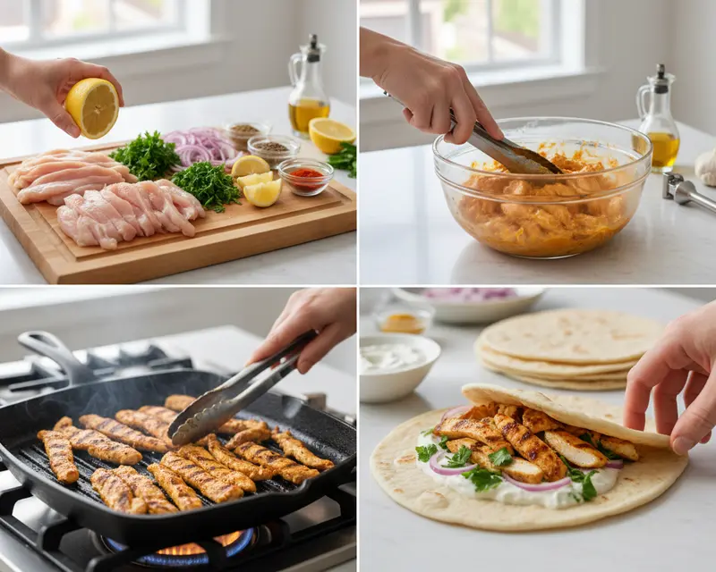 Easy Grilled Chicken Shawarma Wraps Recipe 3 cooking process