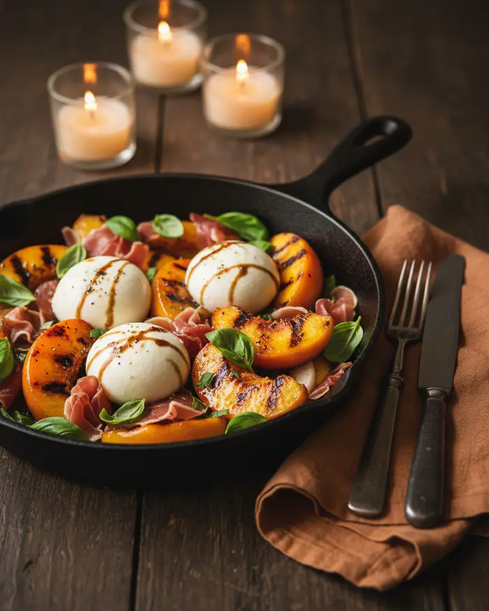 Grilled Peach Burrata Salad with Balsamic Glaze 4 final plated dish