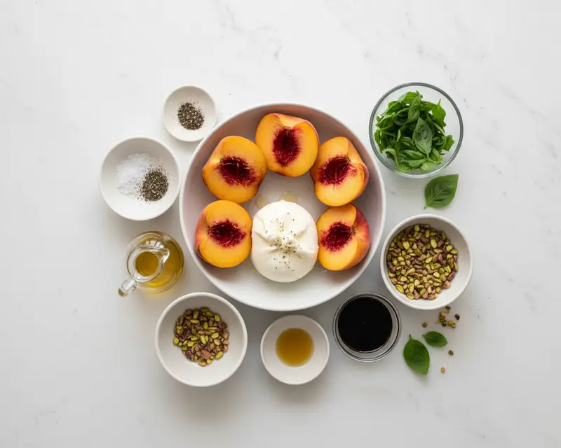Grilled Peach Burrata Salad with Balsamic Glaze 2 ingredients