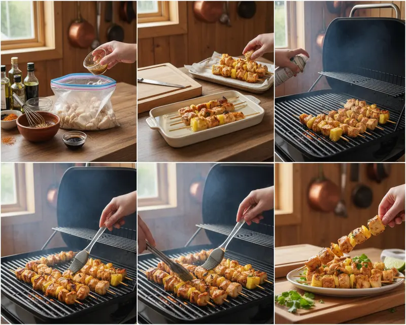 Grilled Pineapple Chicken Skewers Recipe 3 cooking process